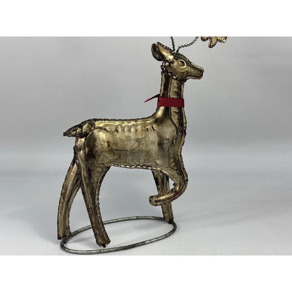 2x Pottery Barn Pressed Metal Reindeer Christmas Flower Antlers UNIQUE Decor HTF
